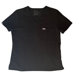 Medium Petite Figs Catarina Scrub Top - Black